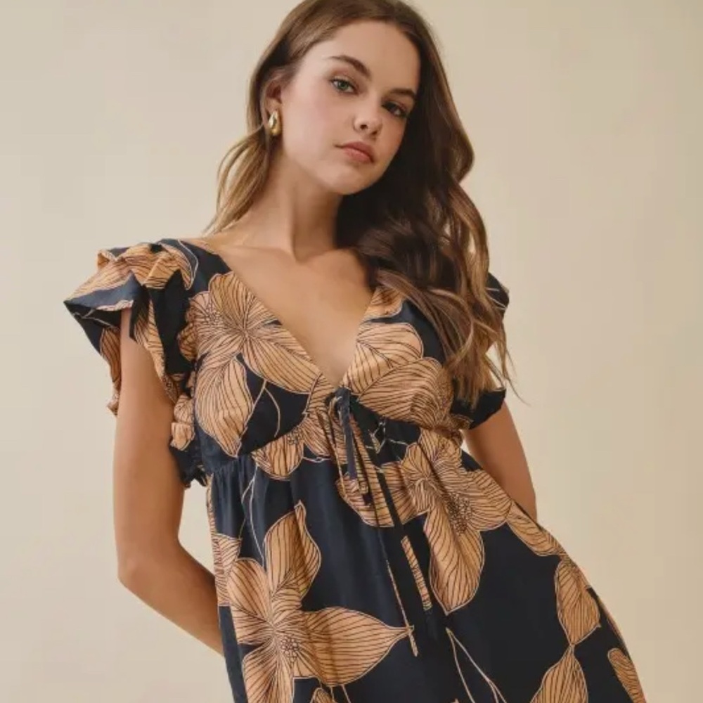 TCEC Black and Tan Floral Dress - Picture 2 of 6